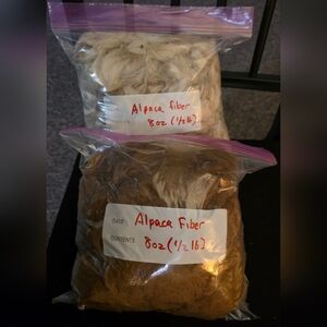 One Pound Of Unprocessed Alpaca Fiber In Brown And Cream Colors